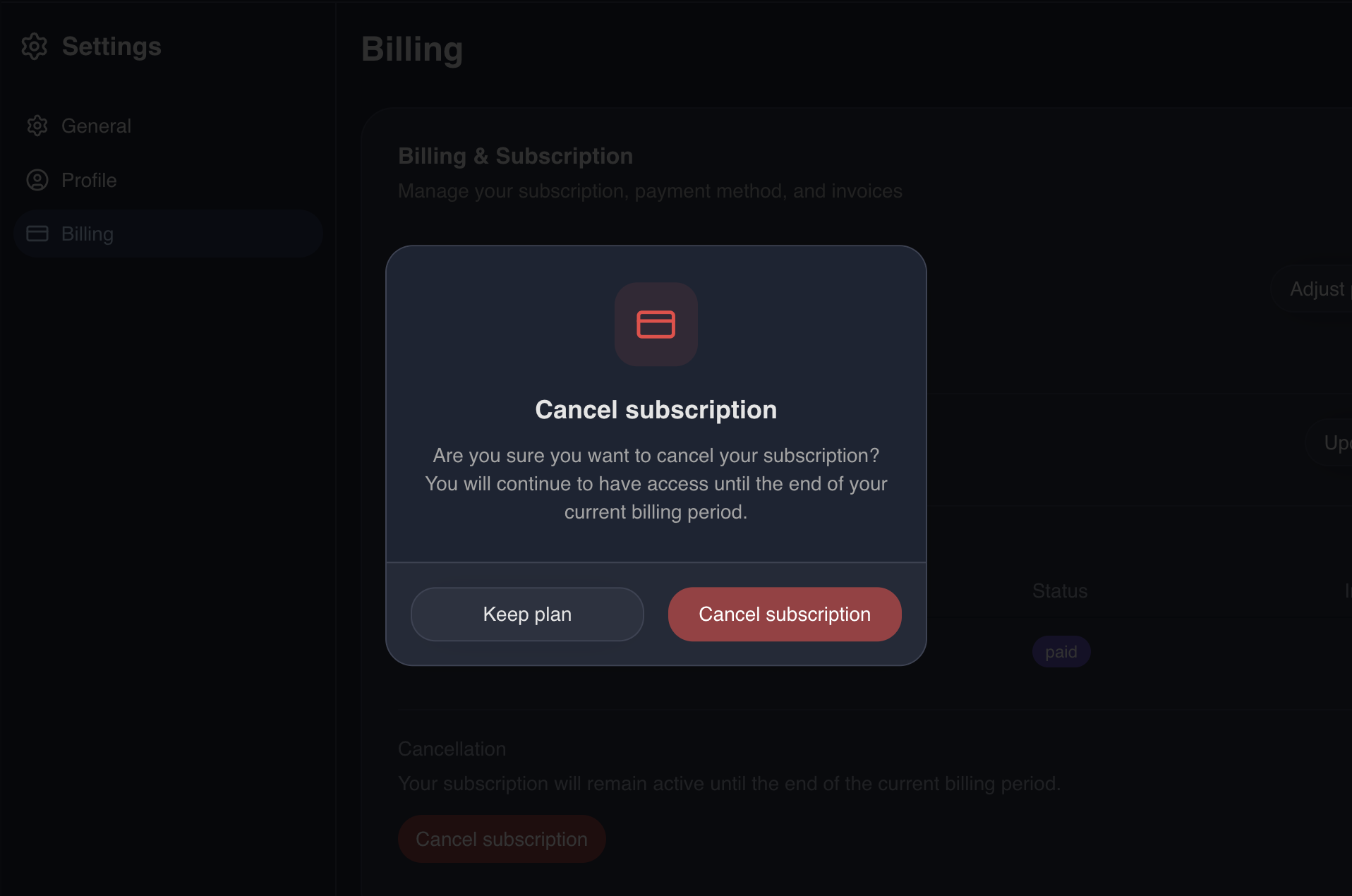 Confirm dialog example